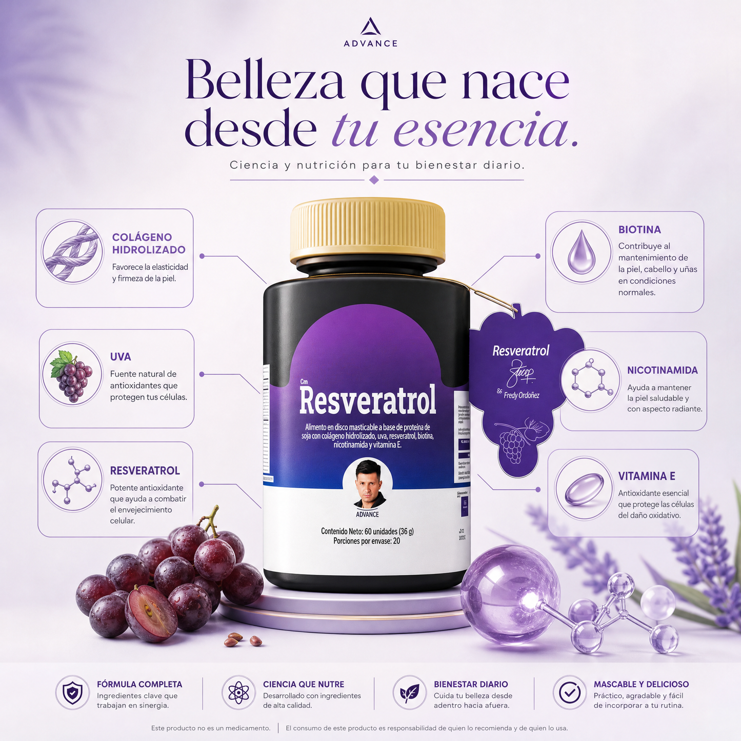 Resveratrol con Colágeno y Biotina | AMBRA Formula