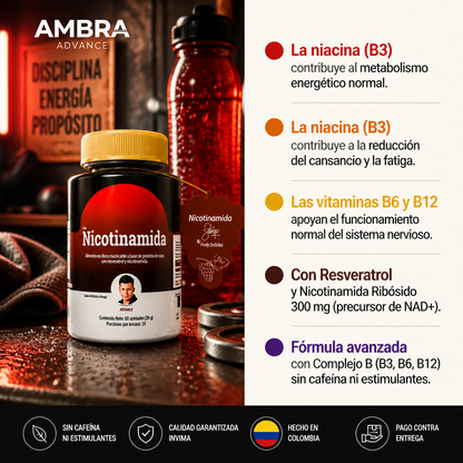 Nicotinamida NAD+ Suplemento de Energía Celular | AMBRA
