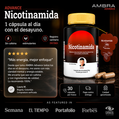 Nicotinamida NAD+ Suplemento de Energía Celular | AMBRA